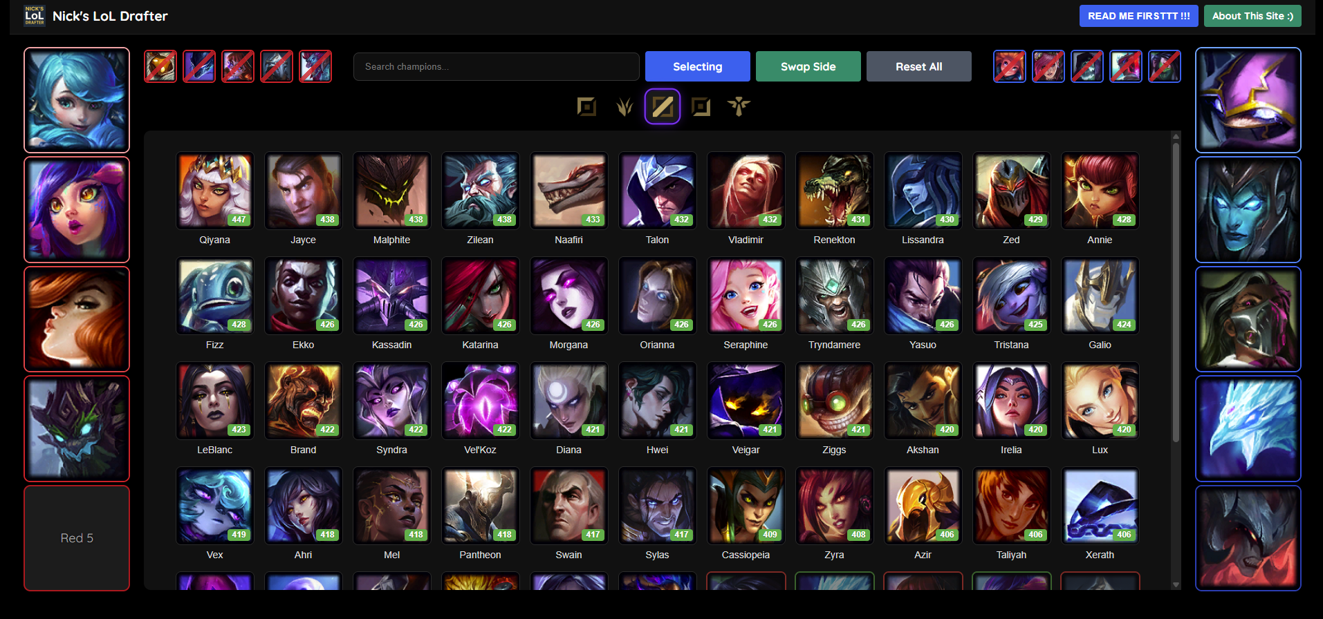 Image to illustrate the LoL Drafter in action